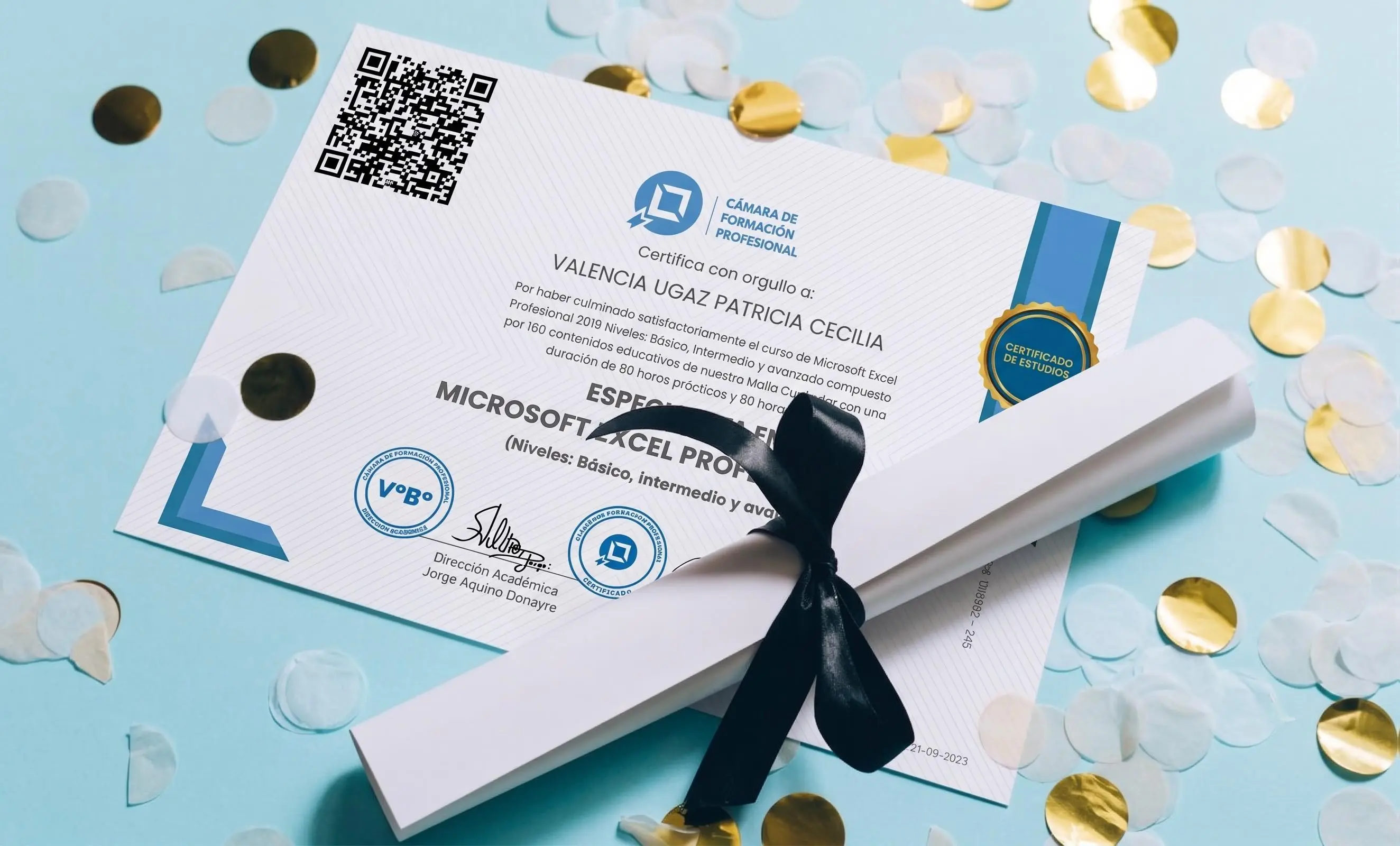 Certificado CAMFOPRO con sello de validacion